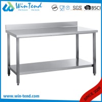 Square Tube Stainless Steel Shelf Reinforced Robust Construction Solid Backsplash Working Table with