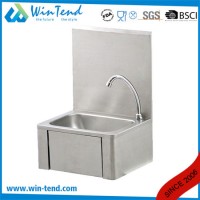 Knee Operated Faucet Water Connection Kitchen Sink Basin with Stainless Steel 18/8 Basin and Backspl