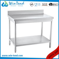 Stainless Steel Round Tube Shelf Reinforced Robust Construction Solid Worktable with Backsplash and