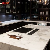 Kkr Polished Pre-Cut Customized Solid Surface Bathroom Vanity Kitchen Countertop