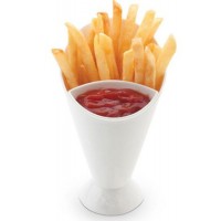 Food Grade 2 in 1 Cone Plastic Salad Finger Foods French Fries Dipping Cup