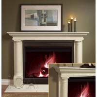 Custom-Made White Marble Freestanding Modern Fireplace