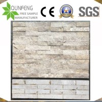 China Split Face Stacked Stone Veneer Natural Beige Travertine Wall Cladding