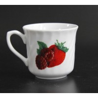 Ceramic Violet Floral and Strawberry Tea Cup and Coffee Mug