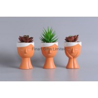 Mini Creative Abstract Human Face Ceramic Flowerpot with Succulent Home Decor
