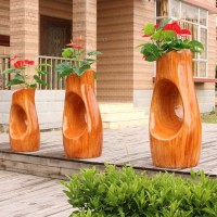 H009 FRP Tree Holes Shaped Modern Floor Garden Pot Decorative Luxury Big Flower Custom Vase for Home