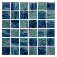 Recycled Ocean Blue Pool 4mm Glass Mosaic Tiles Iridescent
