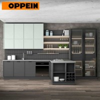 Oppein Bespoke Color Combination Dark Grey Kitchen Cabinets Design