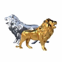 Geometry Polyresin Silver and Gold Electroplating The Lion King Statue
