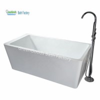 Plastic Cast Iron Deep Rectangular Bath Tub with Freestanding Faucet