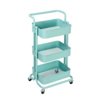 Movable Multi-Purpose Storage 3 Tiers Steel Kitchen Trolley Cart
