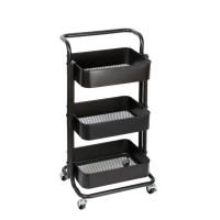 3 - Tire Utility Storage Cart Utility Trolley with Lockable Wheels for Kitchen