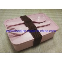Eco Friendly Biodegradable Plastics Bamboo Fibre Lunch Box with Cutlery Set