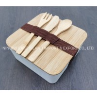 2020 New Eco-Friendly Bamboo Fiber Bento Lunch Box with Bamboo Lid with Knife Fork Spoon Set