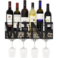 Metal Glass Holder & Wine Cork Storage Wall Mounted Wine Rack