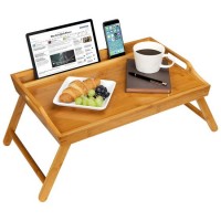 Bamboo Laptop Table Bed Tray with Phone Holder