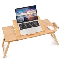 Laptop Desk Bamboo Laptop Table Adjustable Lap Tray Bed Serving Tray Breakfast Table Foldable Coffee