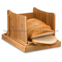 Bamboo Bread Slicer Guide with Crumb Adjustable Bread Loaf Slicer Foldable Bread Cutter Slicer Bb-75