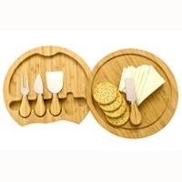 Eco Friendly Adjustable Kitchen Round Cutting Board/Natural Large Bamboo Cheese Board with Knife Cut