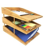 Bamboo Desk File Tray Office Organizer Perfect for Sorting or Stacking Letter Documents  Folder or P