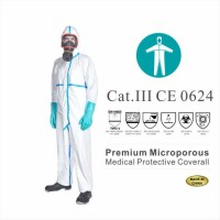 Type4/5/6 Disposable Protective White Breathable Microporous Coveralls Suit  No Elastic