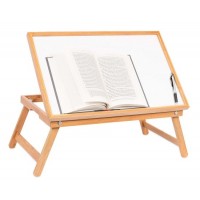 Breakfast Tray Table with Folding Legs Bamboo Laptop Bed Tray Table Adjustable Laptop Stand White