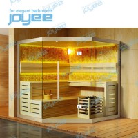 Joyee Indoor Corner Luxury Bathroom Home Infrared Dry Wooden Sauna Shower Cabin in Poland