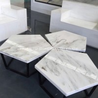 Italian Carrara White Marble Coffee Tables for Sale