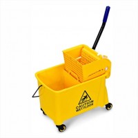 Commercial Cleaning Mop Bucket with Side Press Wringer  18 Quart Capacity  Yellow