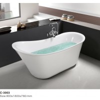 Freestanding Acrylic Bathtub with Single Slipper and FRP Reinforcement