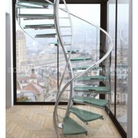 High Quality Twisted Glass Spiral Staircase with Antislip Glass Tread and Frameless Glass Railing