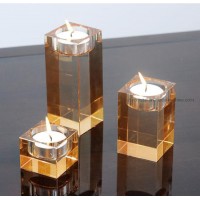 Wholesale Rectangle Crystal Glass Candleholder for Wedding Gift/Home Decoration/Religious Holiday