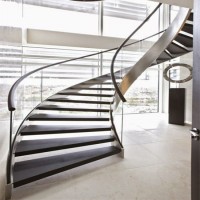 Steel Structure Staircase Design Modern Carbon Steel Solid Wood Curved Staircase