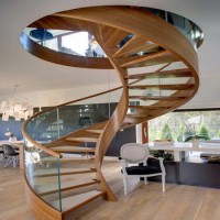 Easy Install Wood Steps Glass Railing Interior Arc Staircase