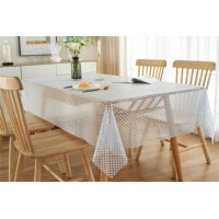 XHM Factory Wholesale HD Pattern Anti-Stain/Oil/Water-Proof PVC Lace Tablecloth for Easy Cleaning in