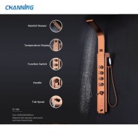 Channing Large Best Rose Gold Adjustable Shower Head Muti-Function Shower Column with LED Temperatur