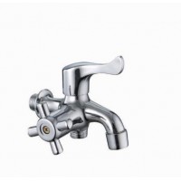Sairi SUS304 Stainless Steel 1 in 2 out Multifunctional 2 Head Water Faucet Double Way