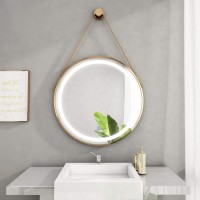 Morden Style China Factory Round Shape LED Mirror with Metal Belt and Hook