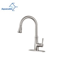 Aquacubic Classic Stainless Steel Cupc Certified Pull Down High Arc Kitchen Faucet with Deck Plate (