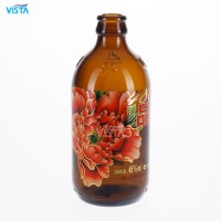 350ml Beer Bottle Amber with Crown Cap with Silk Screen and Hot Stamping
