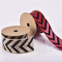 China Factory Wholesale Printed Ribbon Gift Polyester Artificial Jute Ribbon