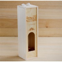 Sliding Lid Pine Wood Box for Wine with Window