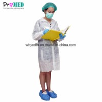 Pocket free with shirt collar  Disposable nonwoven lab coat gown  SMS/SBPP/PP lab coat  visitor coat