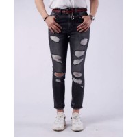New Style 92%Cotton 6%Polyester Acid Wash Skinny Womens Ripped Jeans