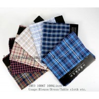 Classic Linen Fabric Zmyd 10067 L21*L21 Pure Linen Fabric Multi Plaid Textile