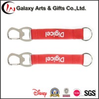Customized Silk Screen Printed Polyester Beer Opener Short Lanyard for Keychain