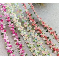 Wholesale Multiple Colors Flower Embroidery Lace Trimming for Girl Clothes