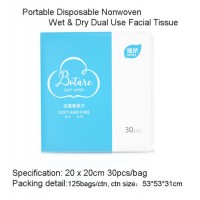 100% Cotton Portable Dry&Wet Dual Use Soft Facial Tissue
