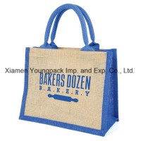Fashion Promotional Gifts Custom Printed Burlap Handbag Hessian Wine Bag Conference Bag Reusable Gro