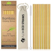 Zero Waste Cocktail Smoothie Drinking Bamboo Straws Accept Customized Cotton Pouch Packaging